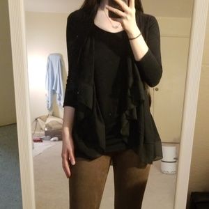 Jason Maxwell - Black Waterfall Cardigan + Top